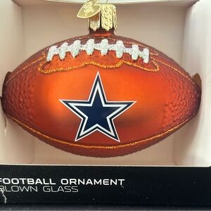 Hand Painted Glass Dallas Cowboys Football Christmas Ornament
